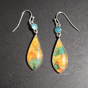 Vibrant Teardrop Earrings with Silver Accents